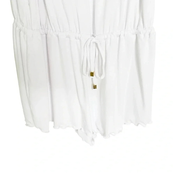 CALIFORNIA WAVES Junior Tie Waist Knit Swim Cover Up Romper White Size L NWT - Picture 5 of 9